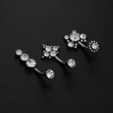 Titanium Belly Button Ring Zircon Bezel Setting