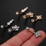 Titanium Belly Button Ring Zircon Bezel Setting