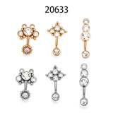 Titanium Belly Button Ring Zircon Bezel Setting