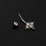 Titanium Belly Button Ring Zircon Bezel Setting