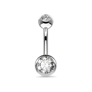 Titanium 14G Belly Button Ring Inner Tooth Double Head Wrap Zirconia Navel Nail