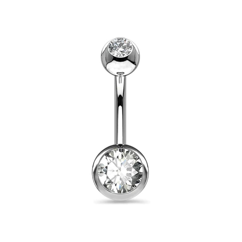 Titanium 14G Belly Button Ring Inner Tooth Double Head Wrap Zirconia Navel Nail