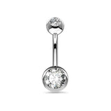 Titanium 14G Belly Button Ring Inner Tooth Double Head Wrap Zirconia Navel Nail