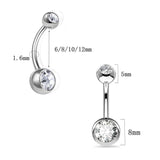 Titanium 14G Belly Button Ring Inner Tooth Double Head Wrap Zirconia Navel Nail