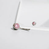 Titanium 14G Belly Button Ring Inner Tooth Double Head Wrap Zirconia Navel Nail