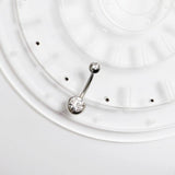 Titanium 14G Belly Button Ring Inner Tooth Double Head Wrap Zirconia Navel Nail