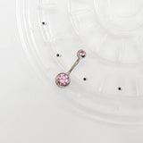 Titanium 14G Belly Button Ring Inner Tooth Double Head Wrap Zirconia Navel Nail
