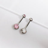 Titanium 14G Belly Button Ring Inner Tooth Double Head Wrap Zirconia Navel Nail