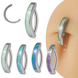 Surgical Steel Opal Curved Reverse Belly Button Ring