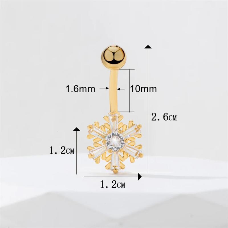 Stainless Steel CZ Zircon Belly Button Ring 14G 10mm Barbell Navel Piercing