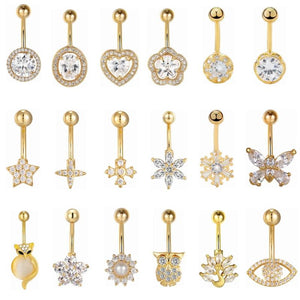 Stainless Steel CZ Zircon Belly Button Ring 14G 10mm Barbell Navel Piercing
