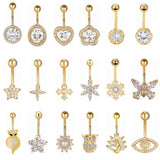 Stainless Steel CZ Zircon Belly Button Ring 14G 10mm Barbell Navel Piercing