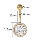 Stainless Steel CZ Zircon Belly Button Ring 14G 10mm Barbell Navel Piercing