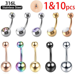 10pcs 14G Surgical Belly Button Rings Goth Ombligo Body Jewelry Nombril