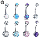 G23 Titanium Opal Crystal Belly Button Ring Navel Ring