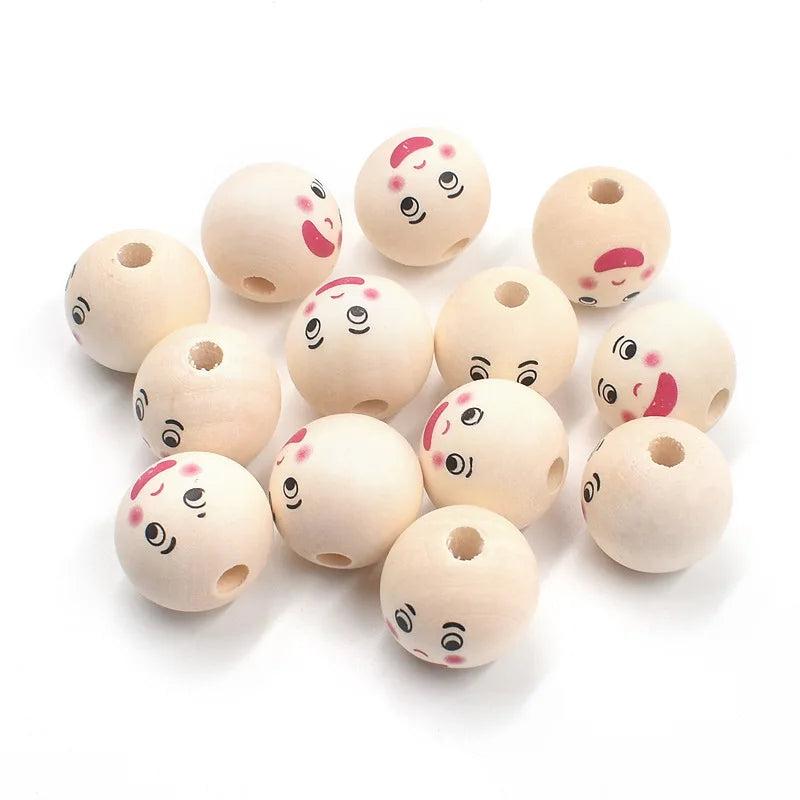 DIY Child Beaded Charms For Bracelet Making 22mm Round Wooden Beads