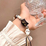 Vintage Wood Resin Cat Bracelets for Couple Friendship
