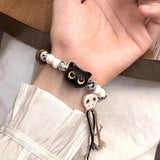 Vintage Wood Resin Cat Bracelets for Couple Friendship