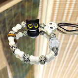 Vintage Wood Resin Cat Bracelets for Couple Friendship