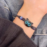 Vintage Wood Resin Cat Bracelets for Couple Friendship