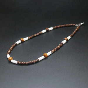 Ethnic Tribal Coconut Beads Men's Necklace Bohemian Puka Shell Surfer Jewelry