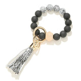 Wooden Disc Bracelet Tassel Keychain Wristlet Gift for Her