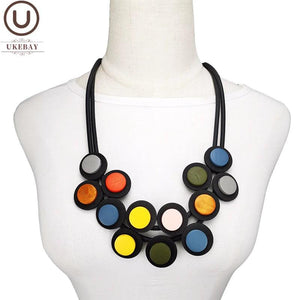 Multicolor Wood Jewelry Gothic Pendant Necklaces Women Necklace