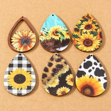 10pcs Wood Sunflower Pendants Charms for Jewelry Making
