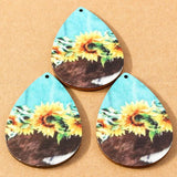 10pcs Wood Sunflower Pendants Charms for Jewelry Making