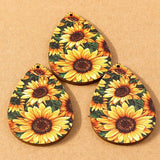 10pcs Wood Sunflower Pendants Charms for Jewelry Making