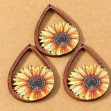 10pcs Wood Sunflower Pendants Charms for Jewelry Making