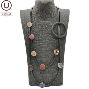 Rubber Choker Necklace for Women, Wood Jewelry Chain for Party