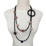 Rubber Choker Necklace for Women, Wood Jewelry Chain for Party