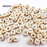 10mm 100PCs Wooden Alphabet Beads A-Z Letter for Bracelets DIY