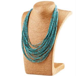 Bohemian Wood Bead Choker Necklace Women Statement Jewelry 6 Colors