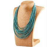 Bohemian Wood Bead Choker Necklace Women Statement Jewelry 6 Colors