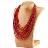 Bohemian Wood Bead Choker Necklace Women Statement Jewelry 6 Colors