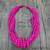 Bohemia Layer Knot Wood Necklace & Pendant Vintage Statement Choker Collar