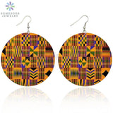 African Fabric Bohemian Wooden Earrings