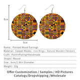 African Fabric Bohemian Wooden Earrings