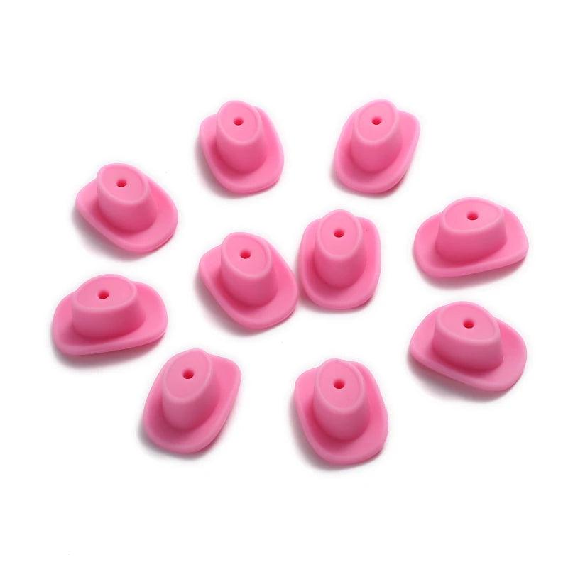 10Pcs Baby Silicone Beads Cowboy Hat Teething DIY Jewelry Making