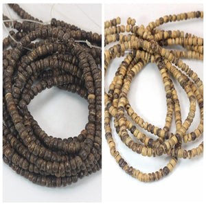 5 Strands Natural Dark Coconut Rondelle Beads 3mm