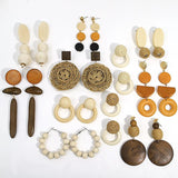 Teardrop Circle Ball Wooden Earrings for Women