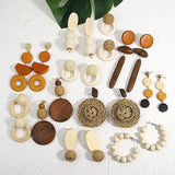 Teardrop Circle Ball Wooden Earrings for Women