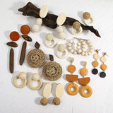Teardrop Circle Ball Wooden Earrings for Women