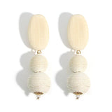 Teardrop Circle Ball Wooden Earrings for Women