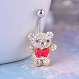 Red Bow Tie Little Bear Belly Button Rings