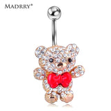 Red Bow Tie Little Bear Belly Button Rings
