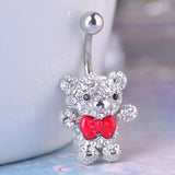 Red Bow Tie Little Bear Belly Button Rings
