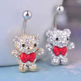 Red Bow Tie Little Bear Belly Button Rings